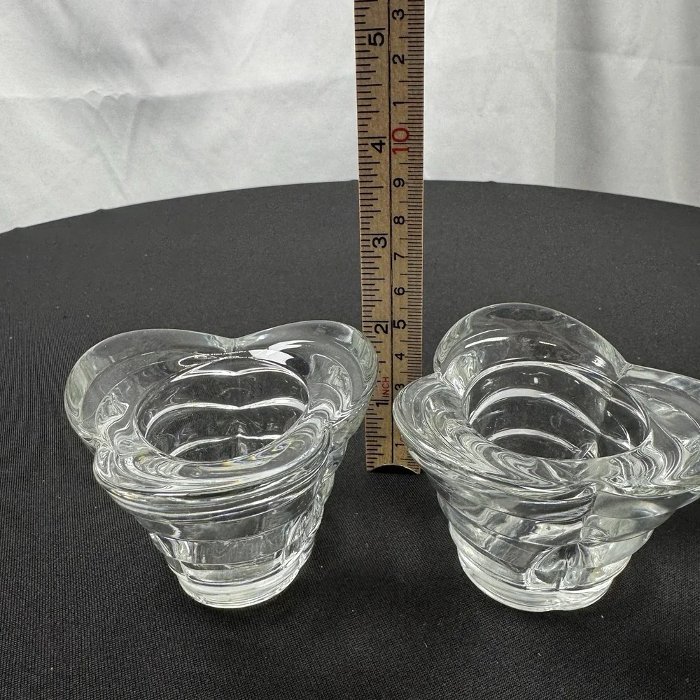 Italian Clear Crystal‎ Votive Candle Holders Set Of 2
